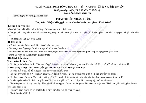 Giáo án Mầm non Lớp Mầm - Nhánh 1: Cháu yêu bác thợ xây - Năm học 2024-2025 - Ngô Thị Duyên