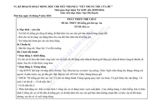 Giáo án Mầm non Lớp Mầm - Nhánh 2: Tết trung thu của bé - Năm học 2024-2025 - Ngô Thị Duyên