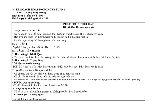 Giáo án Mầm non Lớp Nhà trẻ - Tuần 1 - Chủ đề: Phát triển giao thông đường hàng không - Năm học 2024-2025