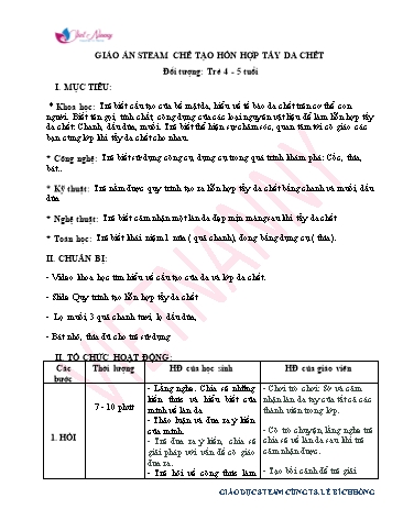 Giáo án Mầm non Steam Lớp Chồi - Chế tạo hỗn hợp tẩy da chết