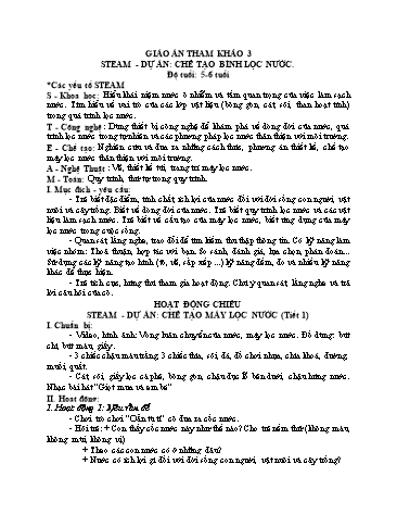 Giáo án Mầm non Steam Lớp Lá - Dự án: Chế tạo bình lọc nước