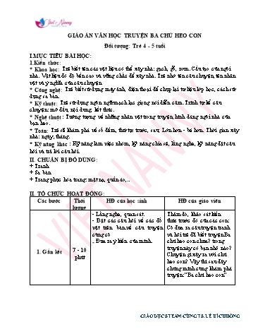 Giáo án Văn học Mầm non Lớp Chồi - Truyện: Ba chú heo con
