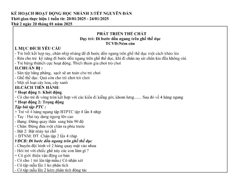 Kế hoạch bài giảng Mầm non Lớp Chồi - Nhánh: Tết nguyên đán - Năm học 2024-2025