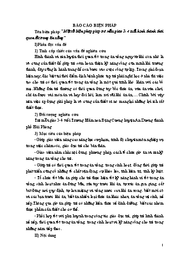 Sáng kiến kinh nghiệm Một số biện pháp giúp trẻ mẫu giáo 3-4 tuổi hình thành thói quen tốt trong ăn uống