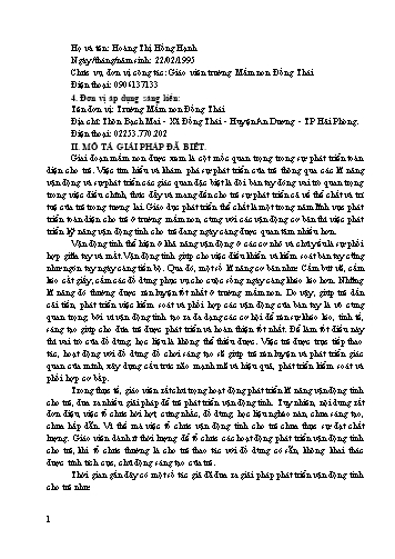 Sáng kiến kinh nghiệm Nâng cao chất lượng phát triển kỹ năng vận động tinh cho trẻ 3 - 4 tuổi thông qua việc tạo các cơ hội hoạt động với học liệu, đồ dùng đồ chơi sáng tạo hấp dẫn