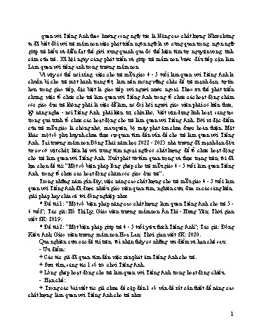 Sáng kiến kinh nghiệm Xây dựng kế hoạch, lồng ghép mục tiêu, nội dung làm quen Tiếng Anh vào chương trình giáo dục mầm non phù hợp