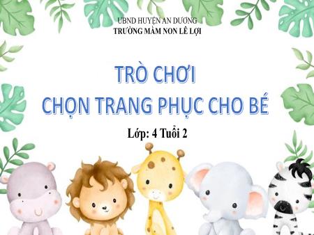 Slide PowerPoint Mầm non Lớp Chồi - Trò chơi: Chọn trang phục cho bé - Trường Mầm non Lê Lợi