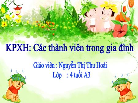 Bài giảng Mầm non Lớp Chồi - Đề tài: Các thành viên trong gia đình - Nguyễn Thị Thu Hoài