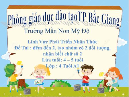 Bài giảng Mầm non Lớp Chồi - Đề tài: Đếm đến 2, tạo nhóm có 2 đối tượng, nhận biết chữ số 2 - Trường Mầm Non Mỹ Độ
