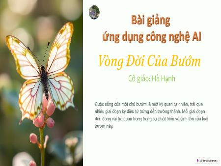 Bài giảng Mầm non Lớp Chồi - Đề tài: Vòng đời của Bướm - Hà Thị Hạnh