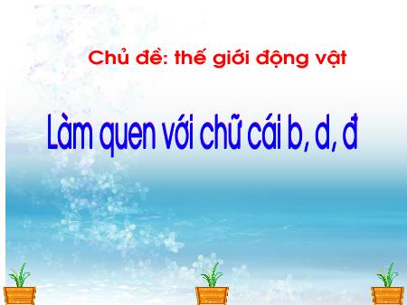 Bài giảng Mầm non Lớp Lá - Chủ đề: Thế giới động vật - Đề tài: Làm quen với chữ cái b, d, đ - Trường Mầm non Song Khê