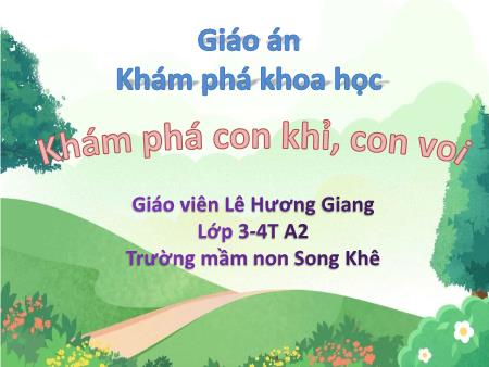 Bài giảng Mầm non Lớp Mầm - Đề tài: Khám phá con khỉ, con voi - Lê Hương Giang