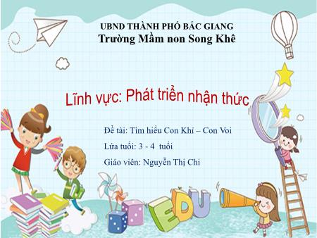 Bài giảng Mầm non Lớp Mầm - Đề tài: Tìm hiểu Con Khỉ – Con Voi - Nguyễn Thị Chi