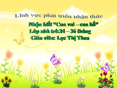 Bài giảng Mầm non Lớp Nhà trẻ - Đề tài: Nhận biết “Con voi – con hổ” - Lục Thị Thoa
