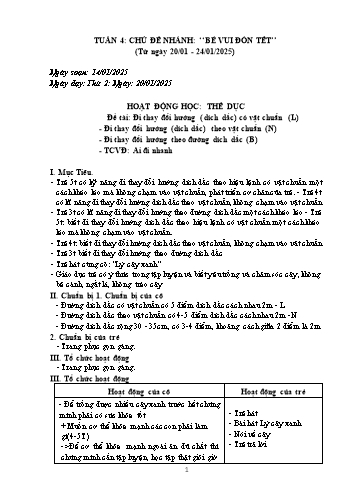 Giáo án Mầm non - Chủ đề: Thực vật - Tuần 4, Chủ đề nhánh: ‘‘Bé vui đón Tết’’ - Năm học 2024-2025