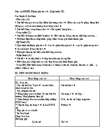 Giáo án Mầm non Lớp Lá - Đề tài: Khám phá xe ô tô (Quy trình 5E) - Trường Mầm non Song Khê
